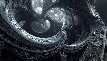 Abstract fractal. Fractal art background for creative design. Decoration for wallpaper, desktop, poster, cover booklet. Print for clothes, t-shirt. Creative illustration for designの素材