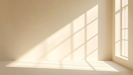 3d render of empty room with window and sunlight from the windowの素材