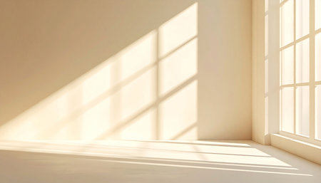 empty room with window and sunlight. 3d render illustration mock upの素材