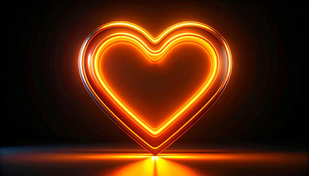 Neon heart on black background. Valentine's day background. 3D renderingの素材