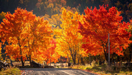 Colorful autumn trees in the countryside. Fall season in Colorado.の素材