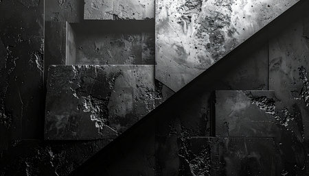 abstract black and white background with geometric shapes. 3d renderingの素材