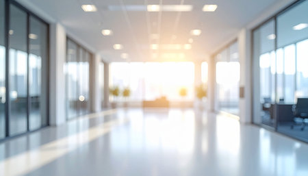 Blurred image of modern office interior for background usage. Abstract background.の素材