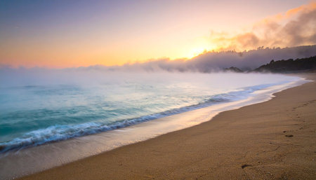 Sunrise on the beach in Oahu, Hawaii, USA.の素材