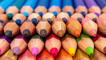 Colorful pencils background. Close up of colorful pencils.の素材