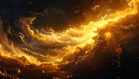 Abstract fire background. Fantasy fractal texture. Digital art. 3D rendering.の素材