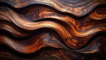 Wooden texture with wavy lines, 3d rendering. Computer digital drawing.の素材