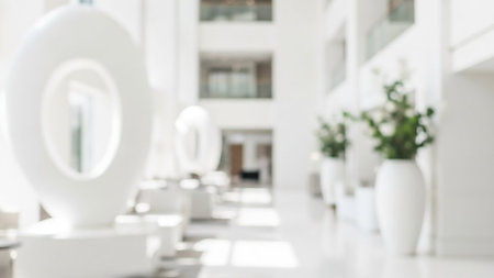 Abstract blur hotel lobby interior for background - Vintage Light Filter effect.の素材