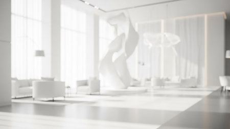 Blurred background of modern bright interiors. 3d rendering mock upの素材