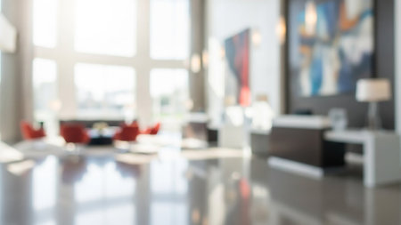 Abstract blur living room interior for background - Vintage Light Filter processing styleの素材