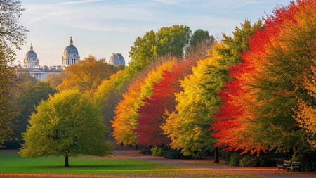 Autumnal trees in Central Park, New York City, USA.の素材