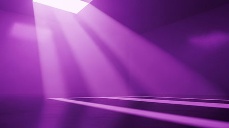 Purple stage background with spotlights, 3d render, square imageの素材