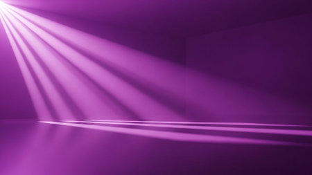 Purple stage background with spotlights, 3d render illustration.の素材