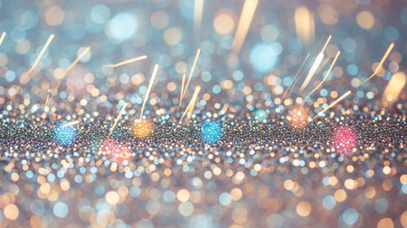golden sparkler holiday background.bokeh glitter lights.の素材