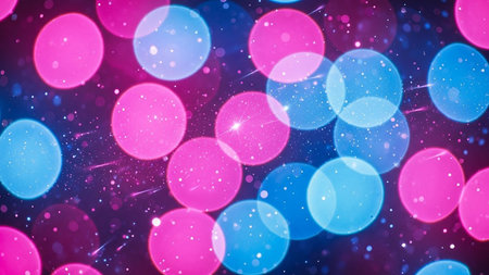 abstract bokeh background with blue and pink color lights.の素材