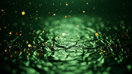 Abstract water surface with bokeh effect. 3d render illustrationの素材