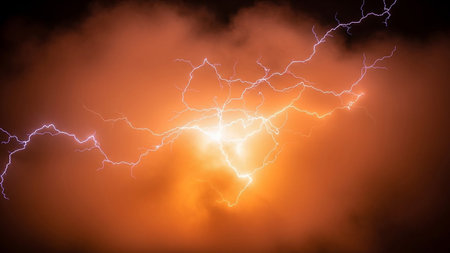 Lightning in the night sky. Abstract background. 3D renderingの素材