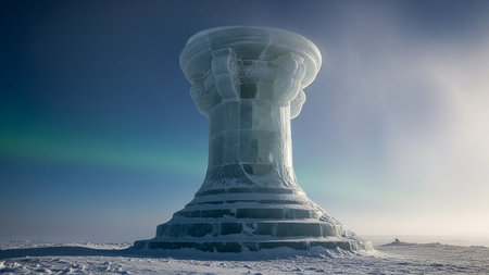 3D rendering of an ice structure on the frozen sea in winterの素材