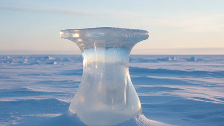 Ice floe on the surface of the frozen Lake Baikalの素材