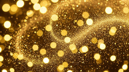 golden glitter vintage lights background. gold and black. de focusedの素材
