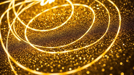 golden glitter background with bokeh defocused lights and shadowの素材