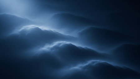 Dramatic dark stormy sky with glowing clouds. Abstract background.の素材