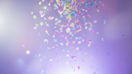Beautiful bokeh of confetti. Colorful background.の素材