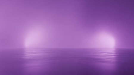 Purple abstract background with light and water surface. 3d renderingの素材