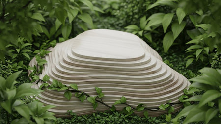 3d rendering of a white hat made of natural materials in the gardenの素材