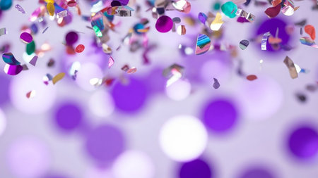 Purple and purple confetti on a white background. 3d renderingの素材