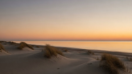 Sunset on the beach of the Baltic Sea in Poland. Long exposure.の素材