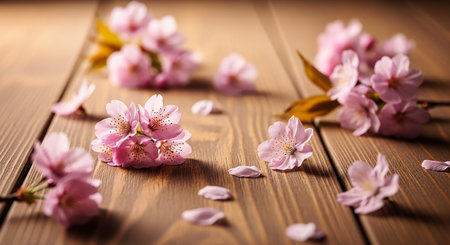 cherry blossom on wooden background, shallow depth of field.の素材