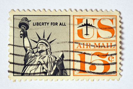 Vintage USA air mail postage stampの写真素材