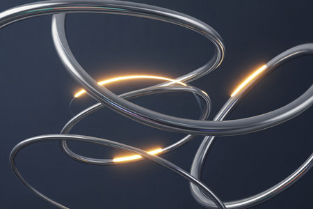 3d render, abstract metallic background, computer generated images, shiny linesの写真素材