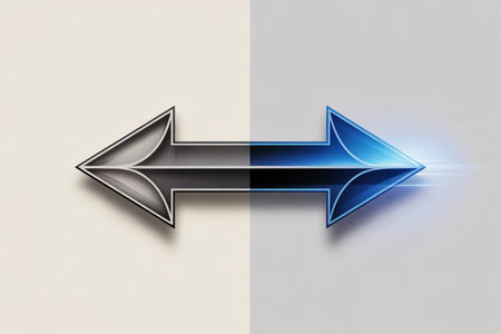 Arrow on the gray and blue background. 3D illustration.