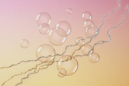 Bubbles on a pastel background. 3d illustration.の写真素材