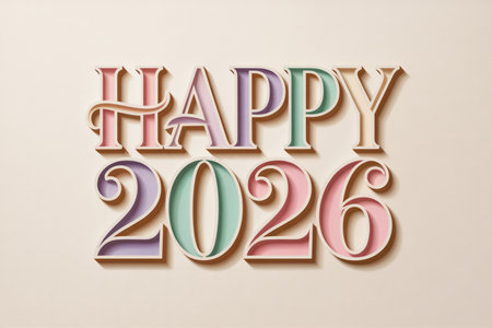 Happy New Year 2016 Text Decorated with Colorful Wooden Numbersの写真素材