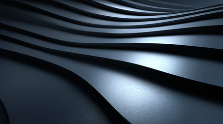 Dark abstract background showcases numerous parallel undulating curves creating a dimensional wave...