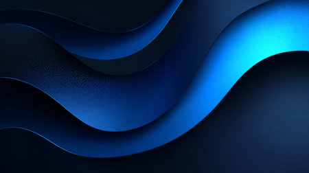Abstract dark blue layered waves flow across the image creating a sophisticated digital texture...