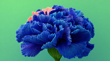 Vivid three dimensional digital rendering displays a spectacular blue flower featuring intensely...
