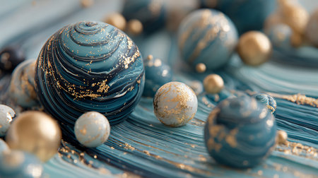 Striking stylized mountain range illustration captures layers of blue terrain carved by a winding...