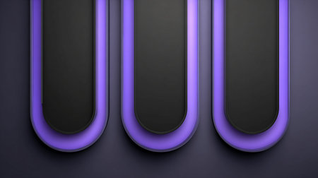 Abstract background showcases three prominent vertical U-shaped forms detailed with vibrant glowing...