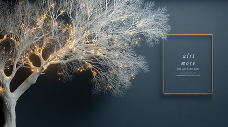 Christmas and New Year background with tree and lights. Vector illustration.