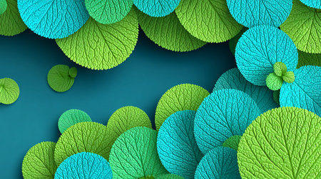 Vibrant abstract background showcases an arrangement of deeply textured three dimensional circular...