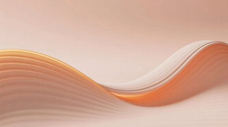 Abstract minimal background displays flowing layered waves of warm peach and pale cream tones...