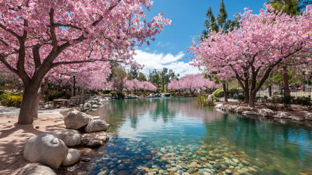 Cherry blossom in garden in spring time, Thailand.