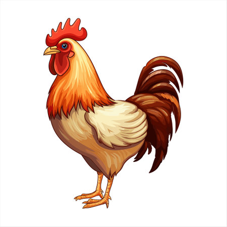 Rooster isolated on white background. Vector illustration for your design.のイラスト素材
