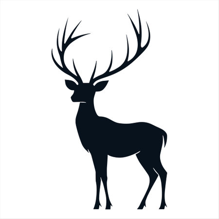 Silhouette of a deer on a white background. Vector illustrationのイラスト素材