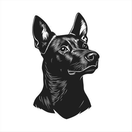 Vector image of the head of a doberman dog on a white backgroundのイラスト素材