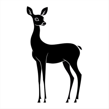 Silhouette of a deer on a white background. Vector illustrationのイラスト素材